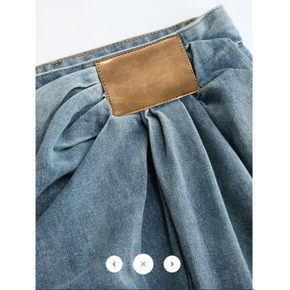 NWT Commense Asymmetrical Ruched Denim Wide-Leg Pants Sz L - Picture 4 of 4